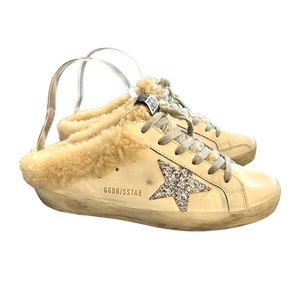 Golden Goose Super Star Sabot Leather Shearling Slip On Sneakers size 38